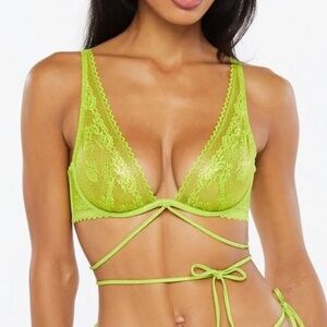 Savage X Fenty Caged Lace Unlined‎ Bra Apple Green 34A
